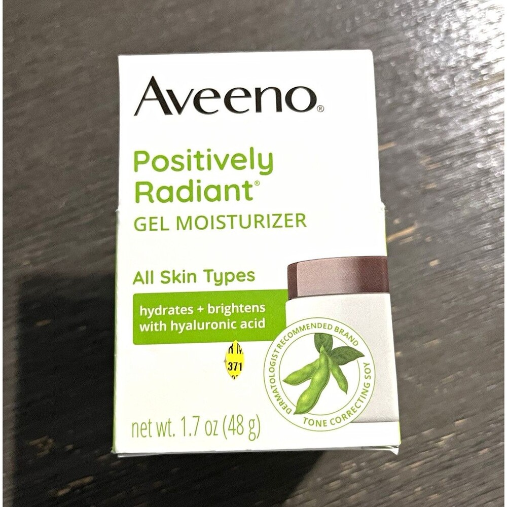 Aveeno Positively Radiant Gel Moisturizer Hyaluronic Acid Oil-Free 1.7 oz
